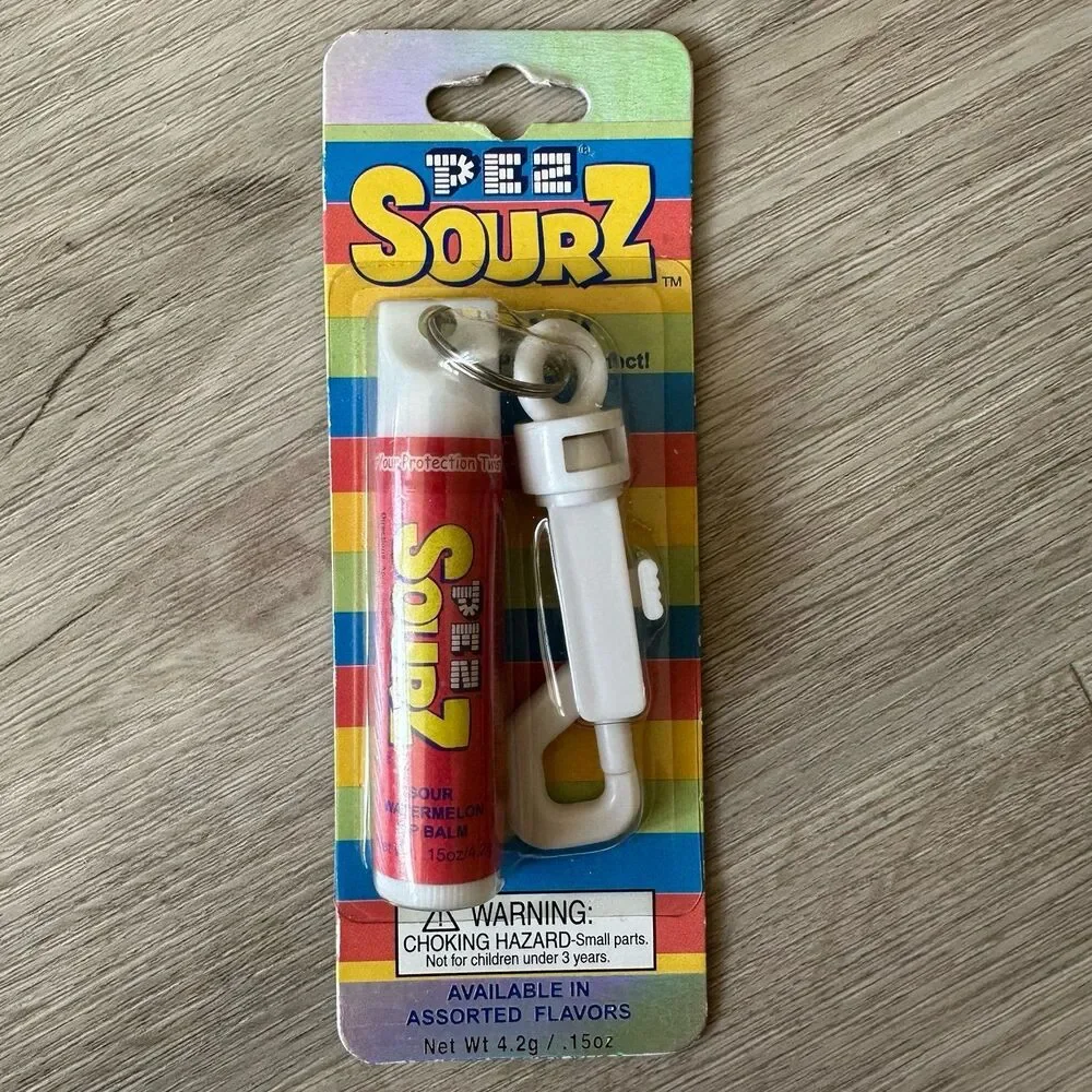 Vintage 2005 Y2K PEZ Sourz Watermelon Lip Balm Keychain NEW